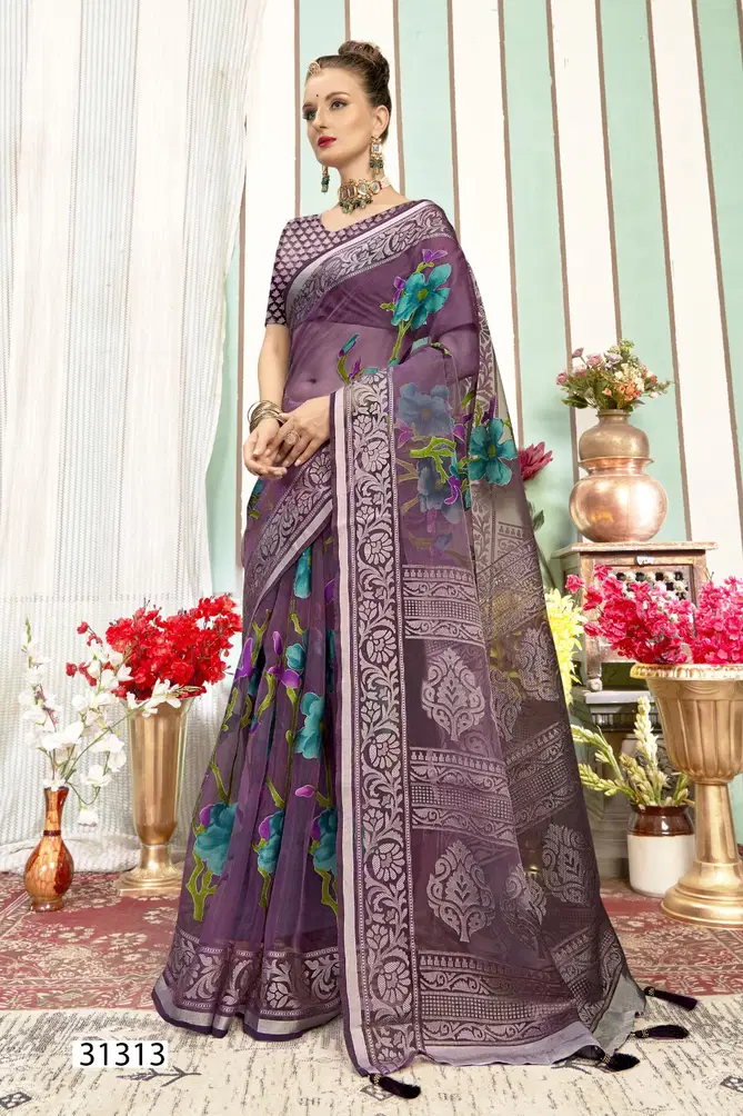 Dharmishtha By Vallabhi Tissue Printed Sarees Suppliers In India